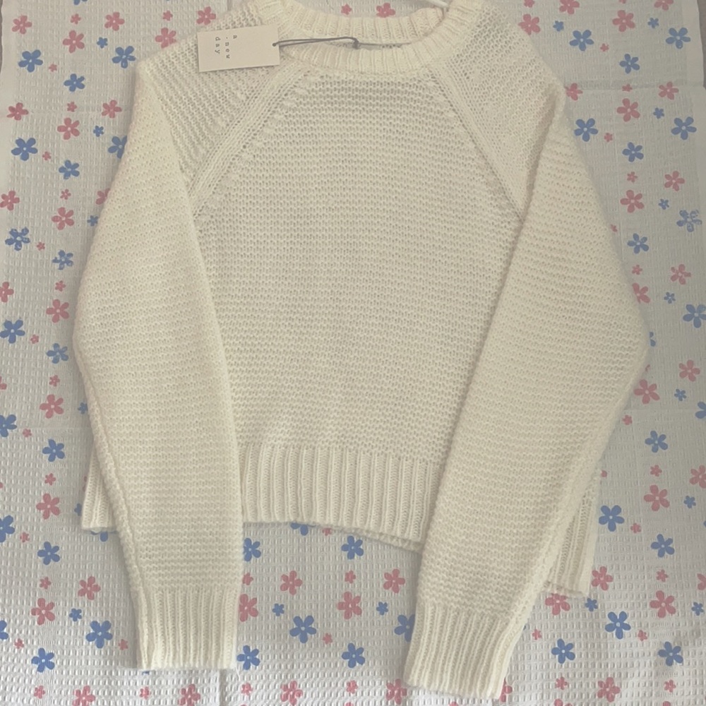 nwt white/cream fuzzy sweater